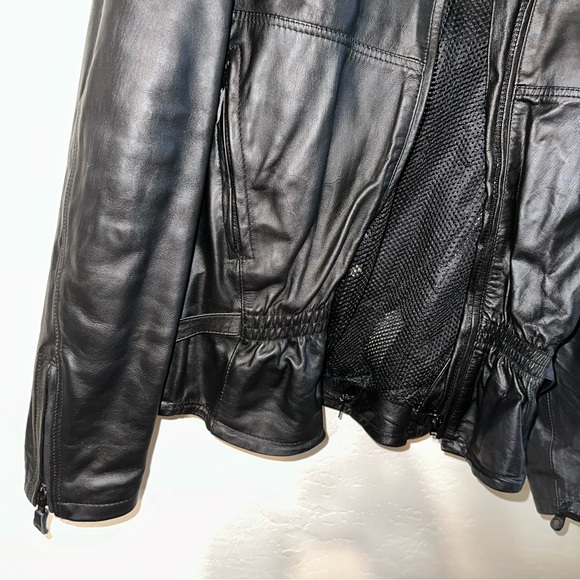BARNEYS LEATHER. plus size motorcycle leather jacket w/ removable lining - Picture 4 of 10